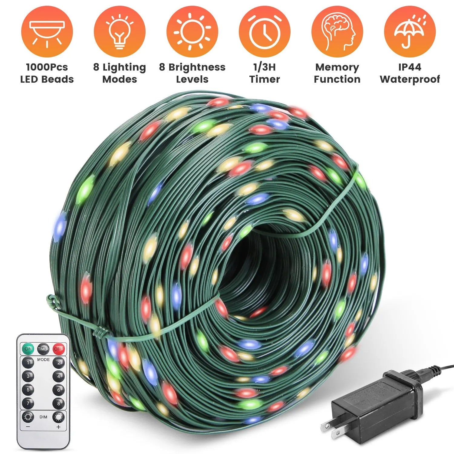330FT String Lights Outdoor Christmas Decoration Lights With Remote IP44 Waterproof 8 Lighting Modes 8 Brightness Timer Plug In Fairy Light Xmas House Holiday Decor Smart Desion