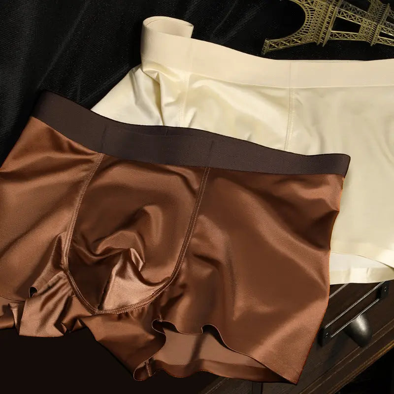Comfortable And Healthy 10A Antibacterial Mulberry Silk Crotch High-Elastic Seamless Waistband Boxer Briefs Smart Desion