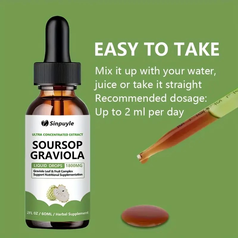 Soursop Graviola 1800mg Liquid Drops – Ultra Concentrated Immune Support, 60ml