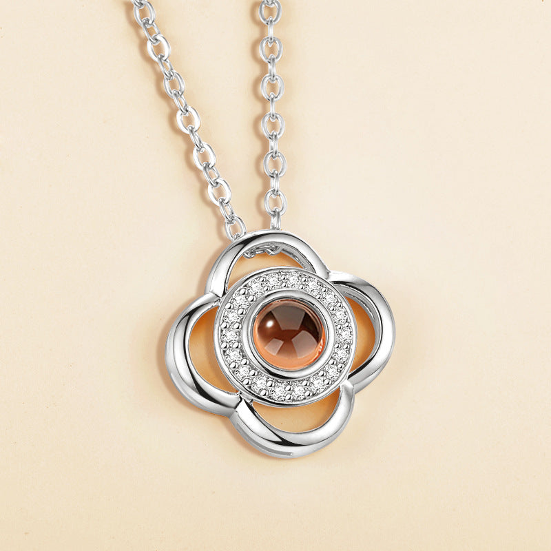 "I Love You" 100 Languages Projection Necklace – Gold Plated Copper, Memory Gift