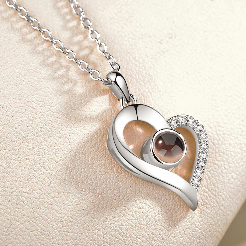 "I Love You" 100 Languages Projection Necklace – Gold Plated Copper, Memory Gift