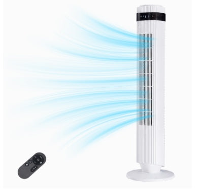 Bladeless Tower Fan – 28dB Ultra-Quiet, 5 Speeds, Remote Control, 12Hr Timer