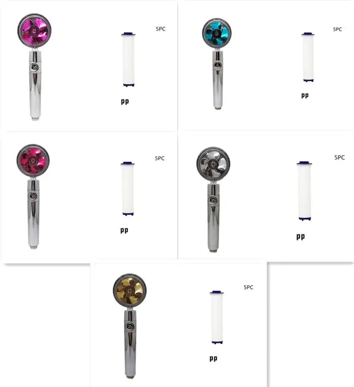 Shower Head Water Saving Flow 360 Degrees Rotating With Small Fan ABS Rain High Pressure Spray Nozzle Bathroom Accessories Smart Desion