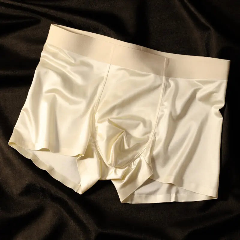 Comfortable And Healthy 10A Antibacterial Mulberry Silk Crotch High-Elastic Seamless Waistband Boxer Briefs Smart Desion