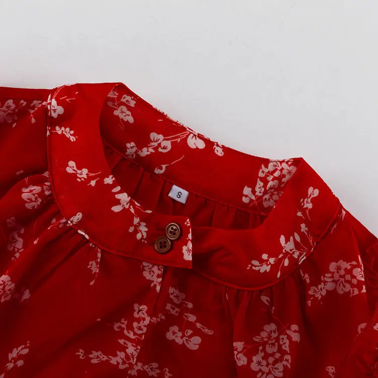 Round Neck Long-sleeved Cropped Top And Printed Skirt Two-piece Set Smart Desion