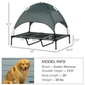 48" X 36" Elevated Portable Dog Cot Cooling Pet Bed With UV Protection Canopy Shade Smart Desion