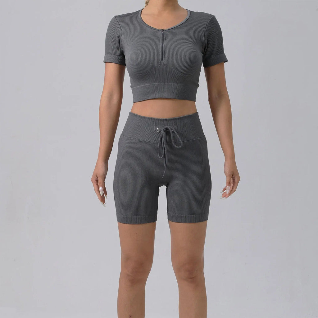 Running Training Padded Bra Quick-Drying Ribbed Womens Yoga Outfit Set Smart Desion