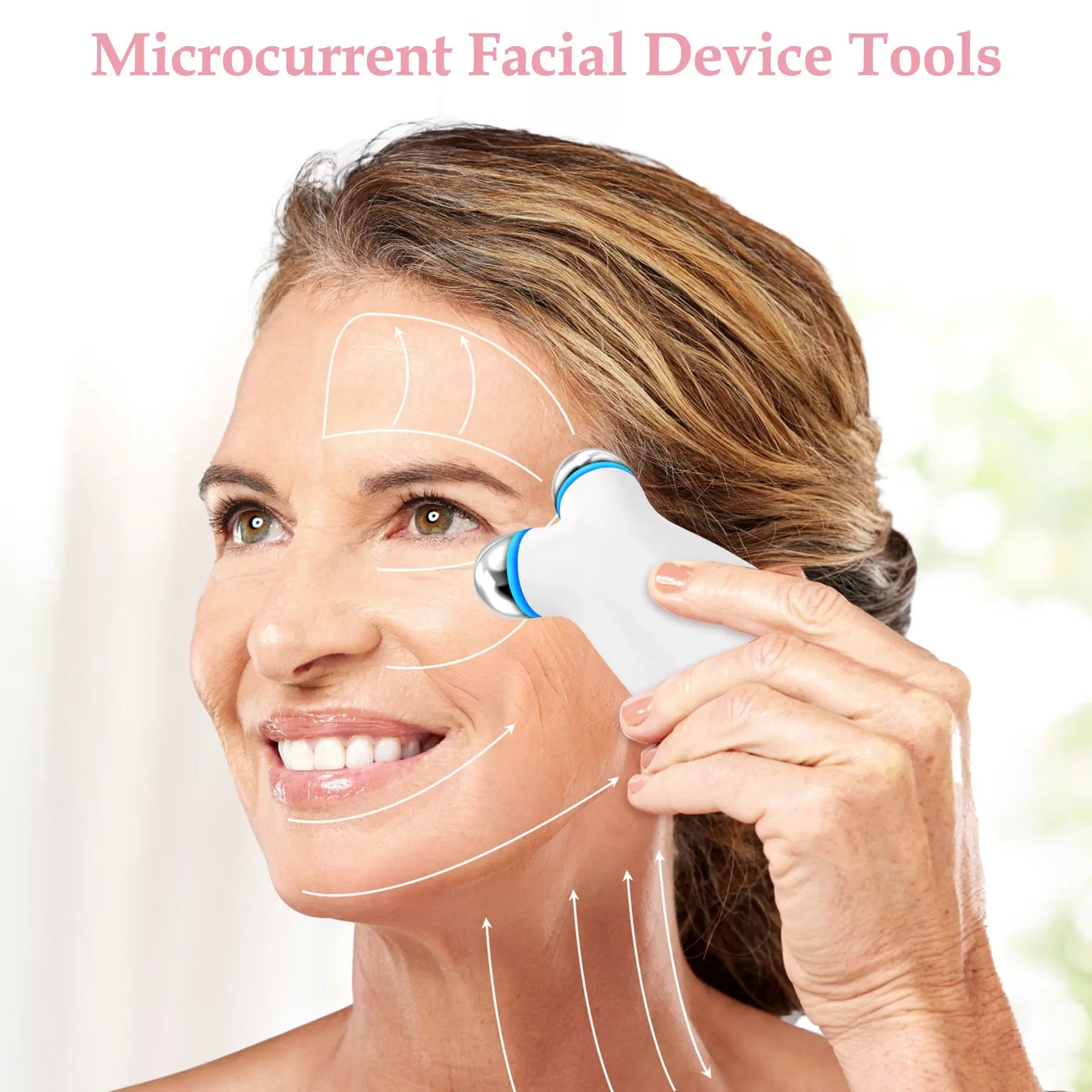 Anti Aging And Wrinkles Microcurrent Facial Device, Boost Skin Care Products Absorption - White Smart Desion