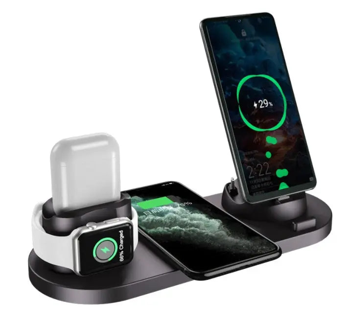 Wireless Charger For IPhone Fast Charger For Phone Fast Charging Pad For Phone Watch 6 In 1 Charging Dock Station Smart Desion