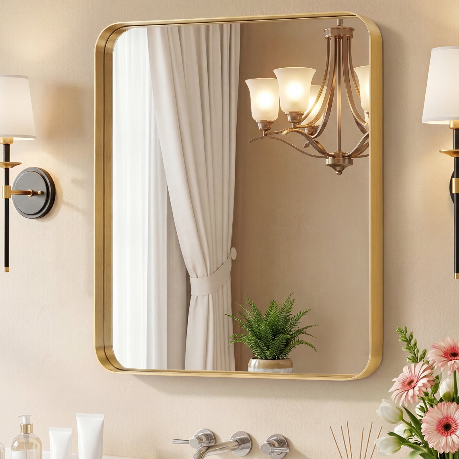 Rectangular Wall Mirror – Metal Frame, HD Fog-Free, Waterproof, 4 Sizes, 3 Colors