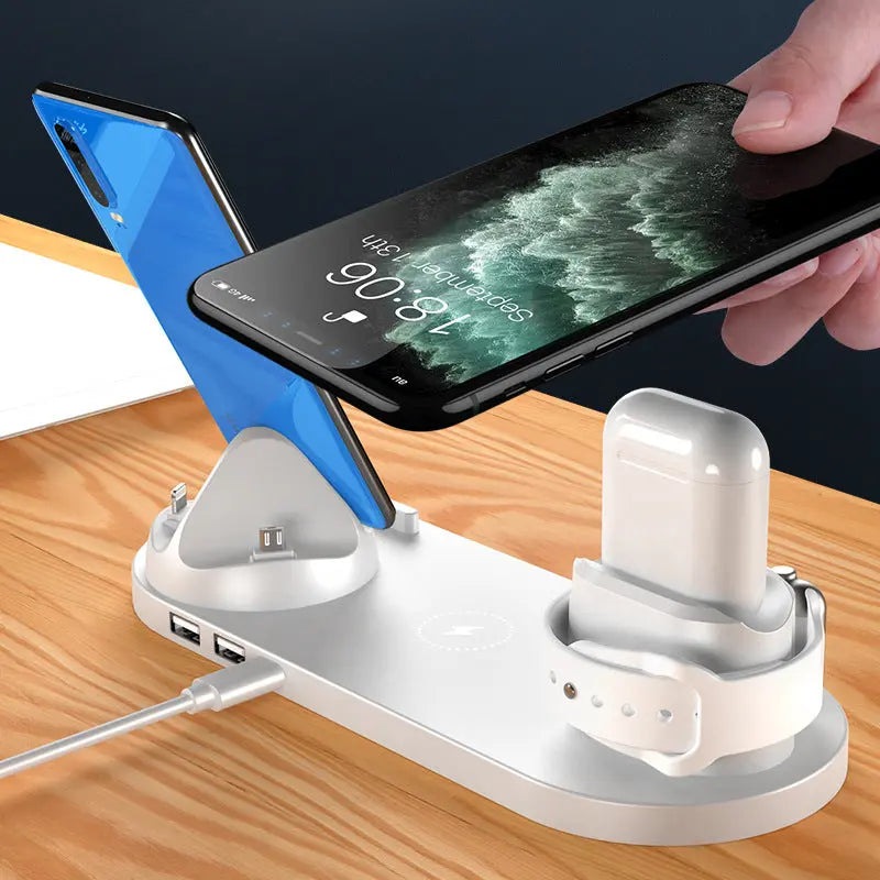 Wireless Charger For IPhone Fast Charger For Phone Fast Charging Pad For Phone Watch 6 In 1 Charging Dock Station Smart Desion