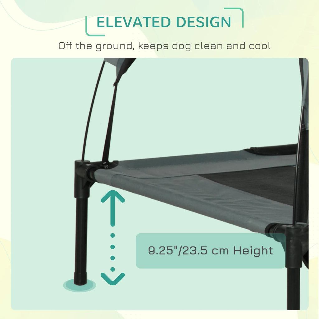 48" X 36" Elevated Portable Dog Cot Cooling Pet Bed With UV Protection Canopy Shade Smart Desion