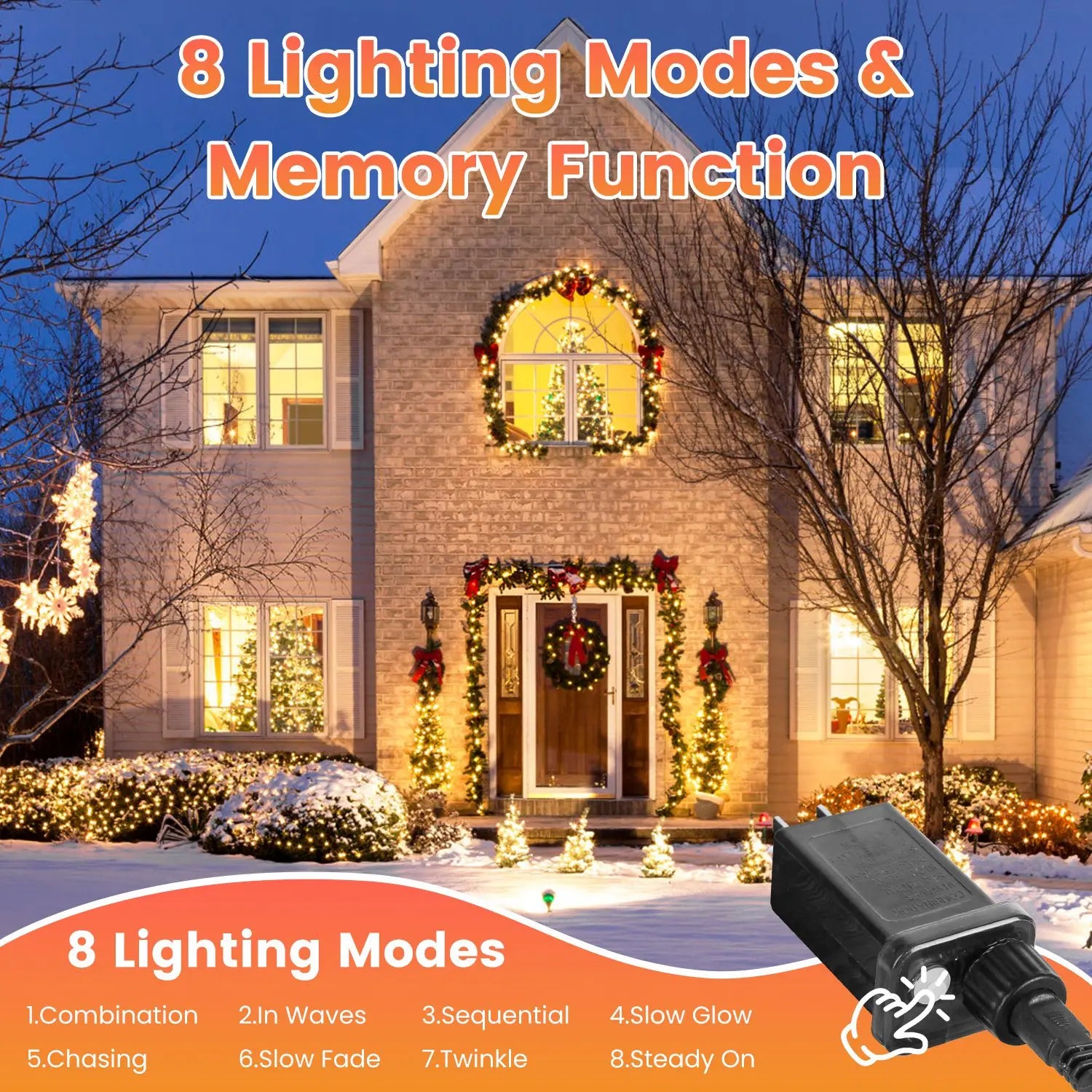 330FT String Lights Outdoor Christmas Decoration Lights With Remote IP44 Waterproof 8 Lighting Modes 8 Brightness Timer Plug In Fairy Light Xmas House Holiday Decor Smart Desion