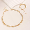 2PCS Glass Leaf Necklace Set Elegant Rhinestone Chain Necklace Bracelet For Women Fashion Luxury Jewelry Set Smart Desion