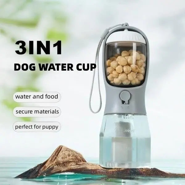 3-in-1 Portable Dog Water Cup with Food & Bag Dispenser Smart Desion