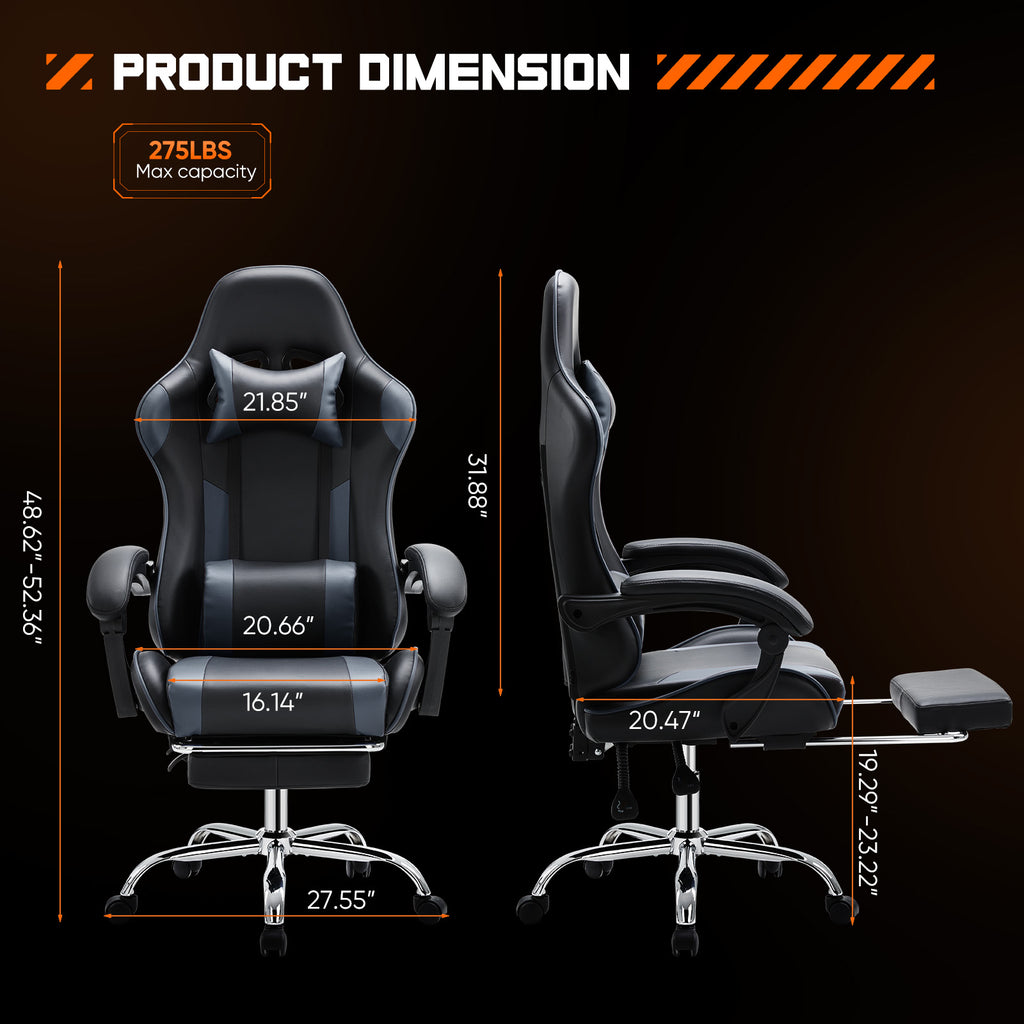 Gaming Chair & Desk Set – Ergonomic, 275 lb Capacity, Reclining, Height Adjustable