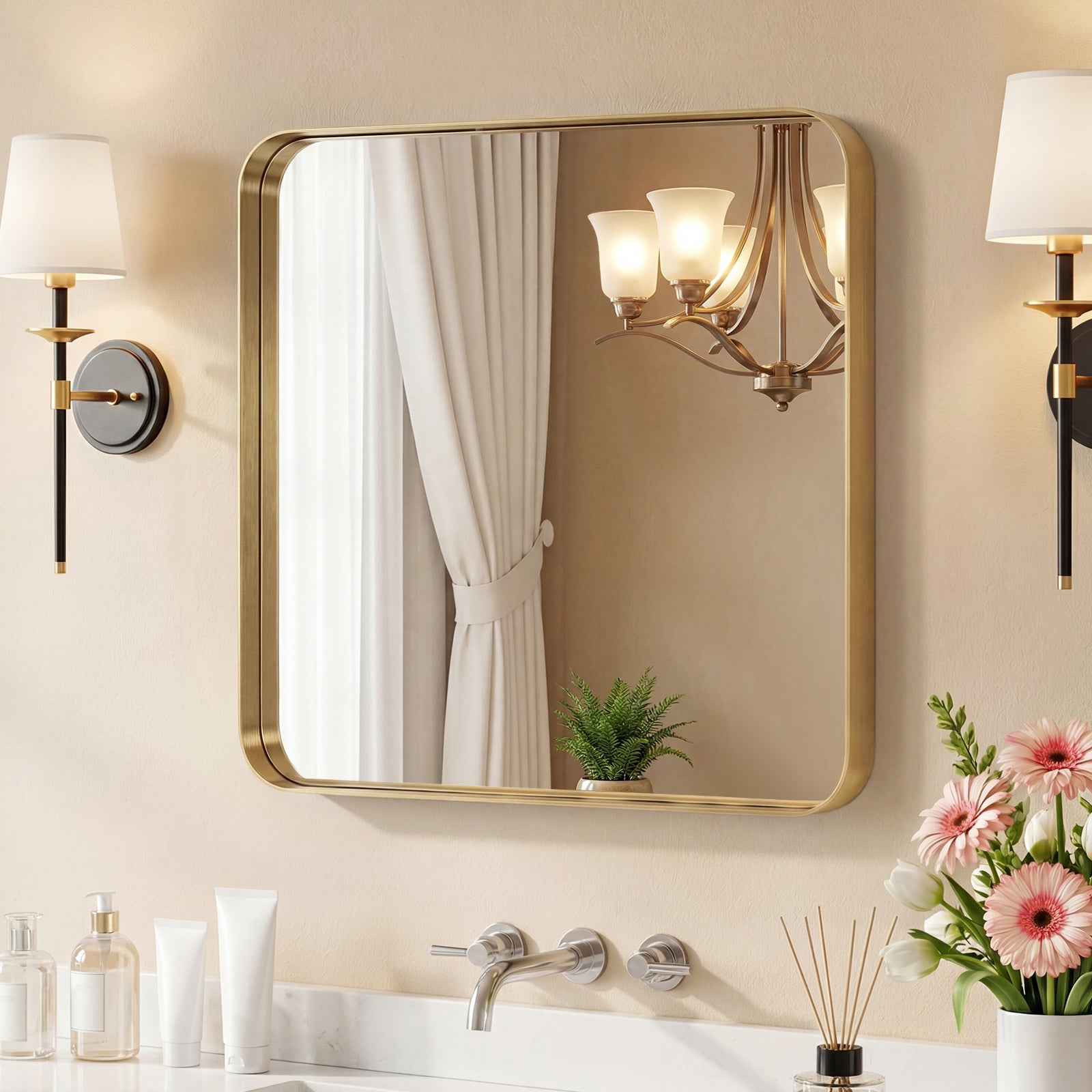 Rectangular Wall Mirror – Metal Frame, HD Fog-Free, Waterproof, 4 Sizes, 3 Colors