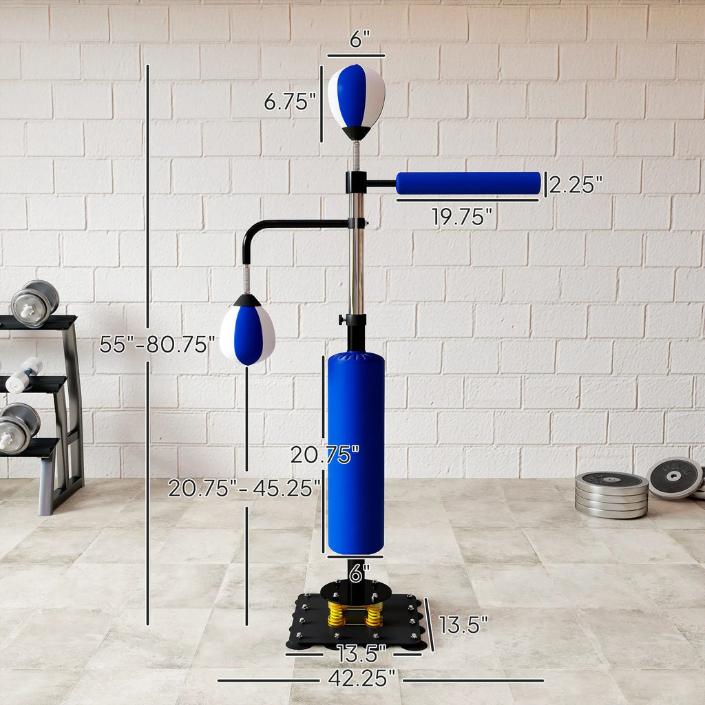 4.6'-6.7' Speed Bag Boxing Bag Stand, Reflex Bag Boxing Training Equipment, Speed Punching Bag, Blue Smart Desion