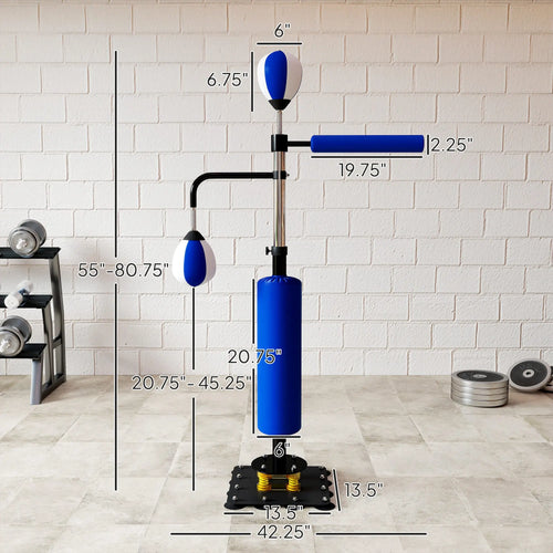 4.6'-6.7' Speed Bag Boxing Bag Stand, Reflex Bag Boxing Training Equipment, Speed Punching Bag, Blue Smart Desion