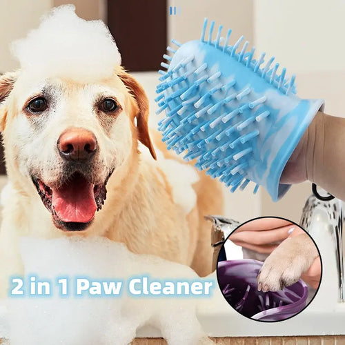 2 In 1 Dog Paw Cleaner Cup Soft Pet Dog Foot Cleaning Washer Brush Cup Portable Pet Foot Washer Paw Clean Brush Foot Cleaning Bucket Pet Products Smart Desion