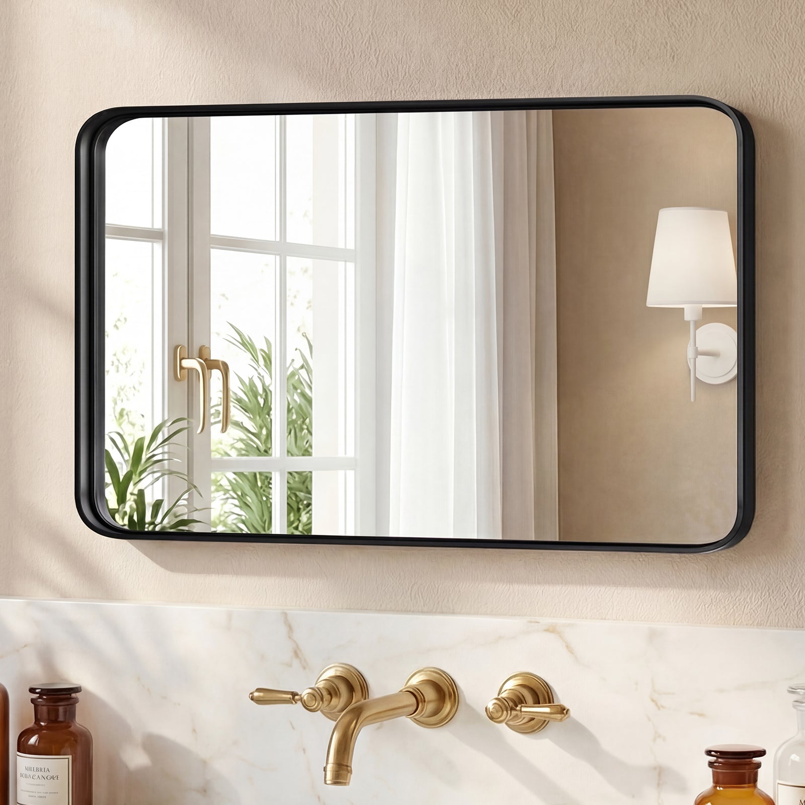 Rectangular Wall Mirror – Metal Frame, HD Fog-Free, Waterproof, 4 Sizes, 3 Colors