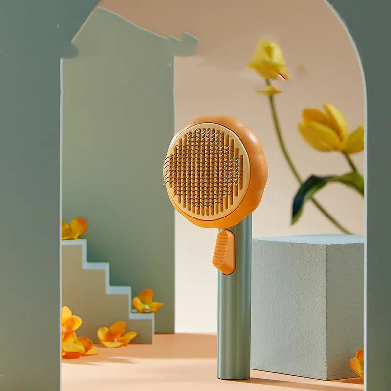 New Pet Cat Brush Hot Selling Hand-held Steel Wire Self-cleaning Comb Looper For Hair Removal Smart Desion