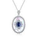 Sterling Silver Inlaid Light Luxury Natural Sapphire Pendant Necklace Smart Desion