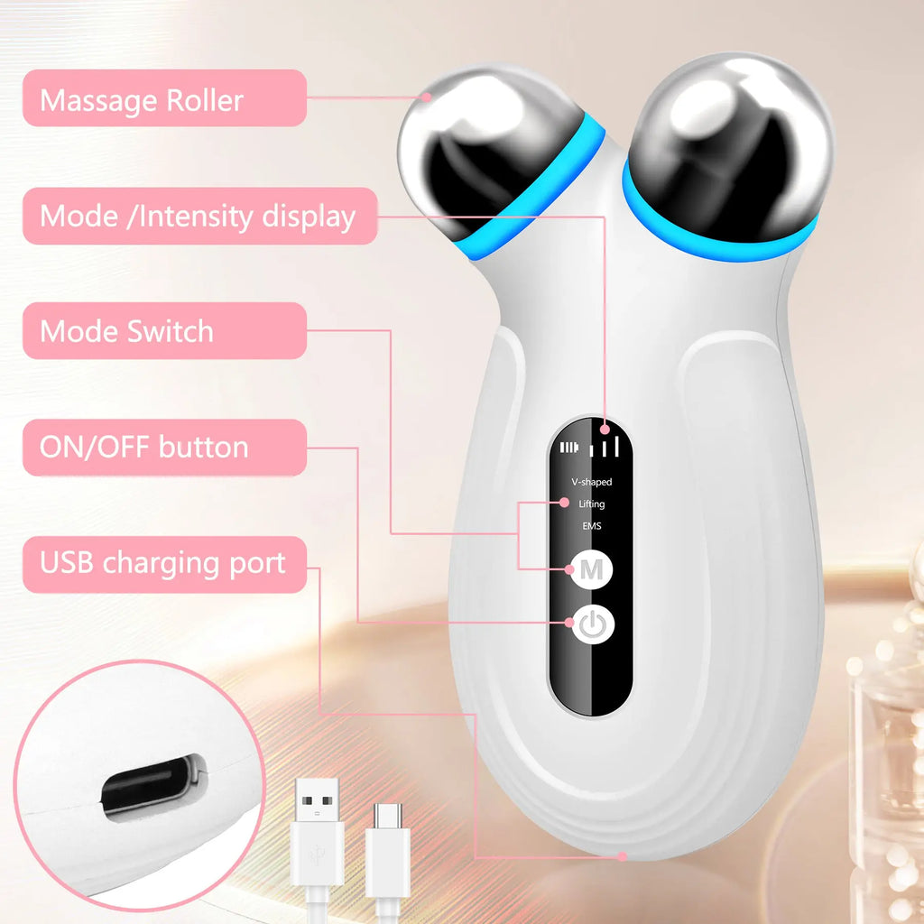 Anti Aging And Wrinkles Microcurrent Facial Device, Boost Skin Care Products Absorption - White Smart Desion