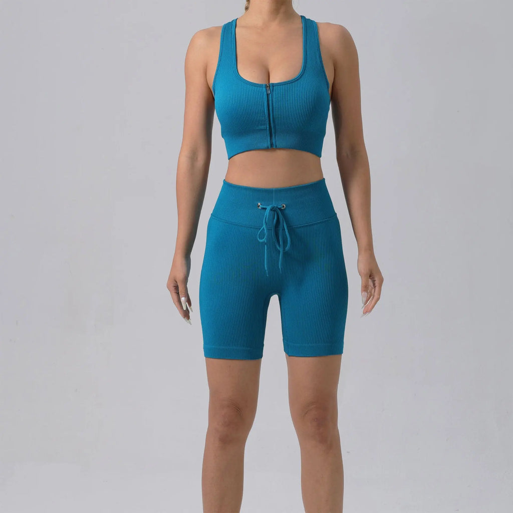 Running Training Padded Bra Quick-Drying Ribbed Womens Yoga Outfit Set Smart Desion