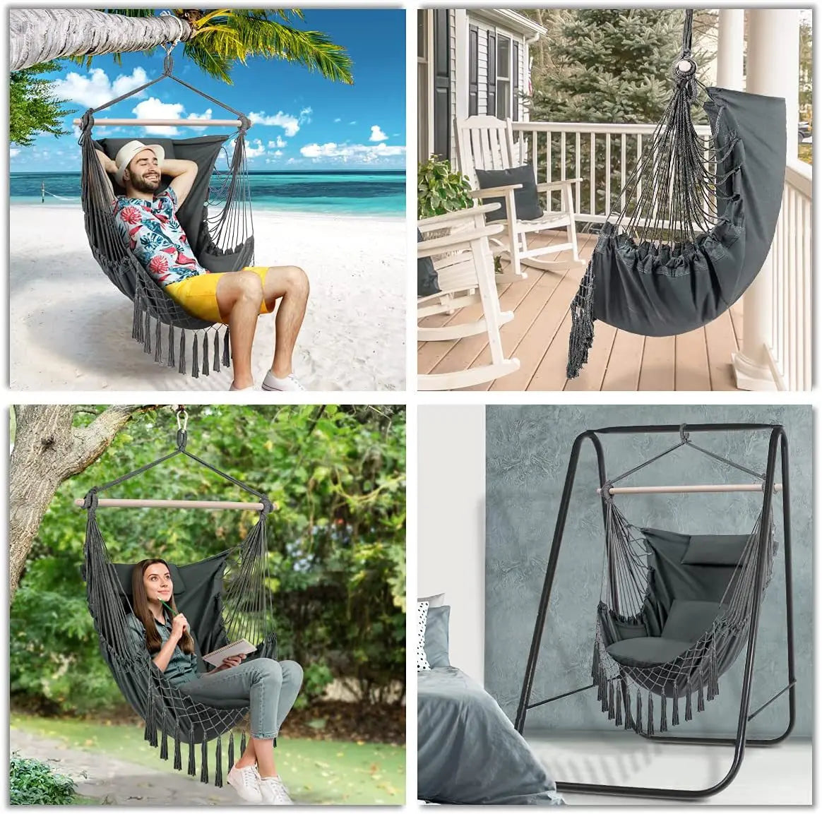 Folding Iron Pipe Black Thick Outdoor Hammock Smart Desion