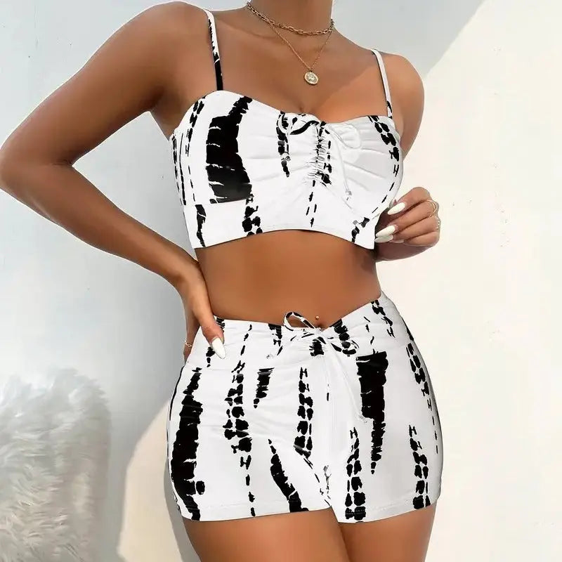 Tight-fitting High-waisted Bikini Two-piece Boxer-style Modest Swimwear Smart Desion