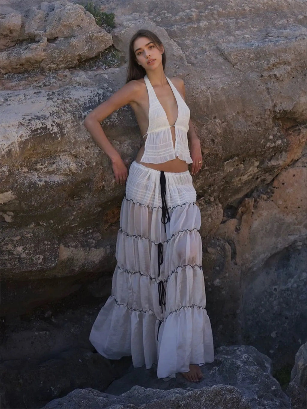 Split-style Vacation Three-piece Swimsuit With Straps Smart Desion