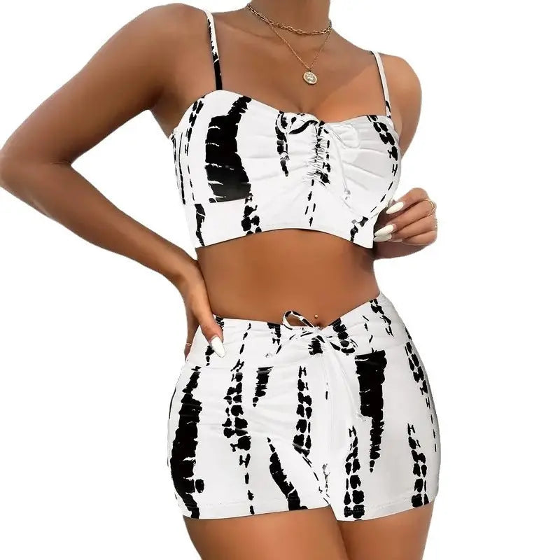 Tight-fitting High-waisted Bikini Two-piece Boxer-style Modest Swimwear Smart Desion