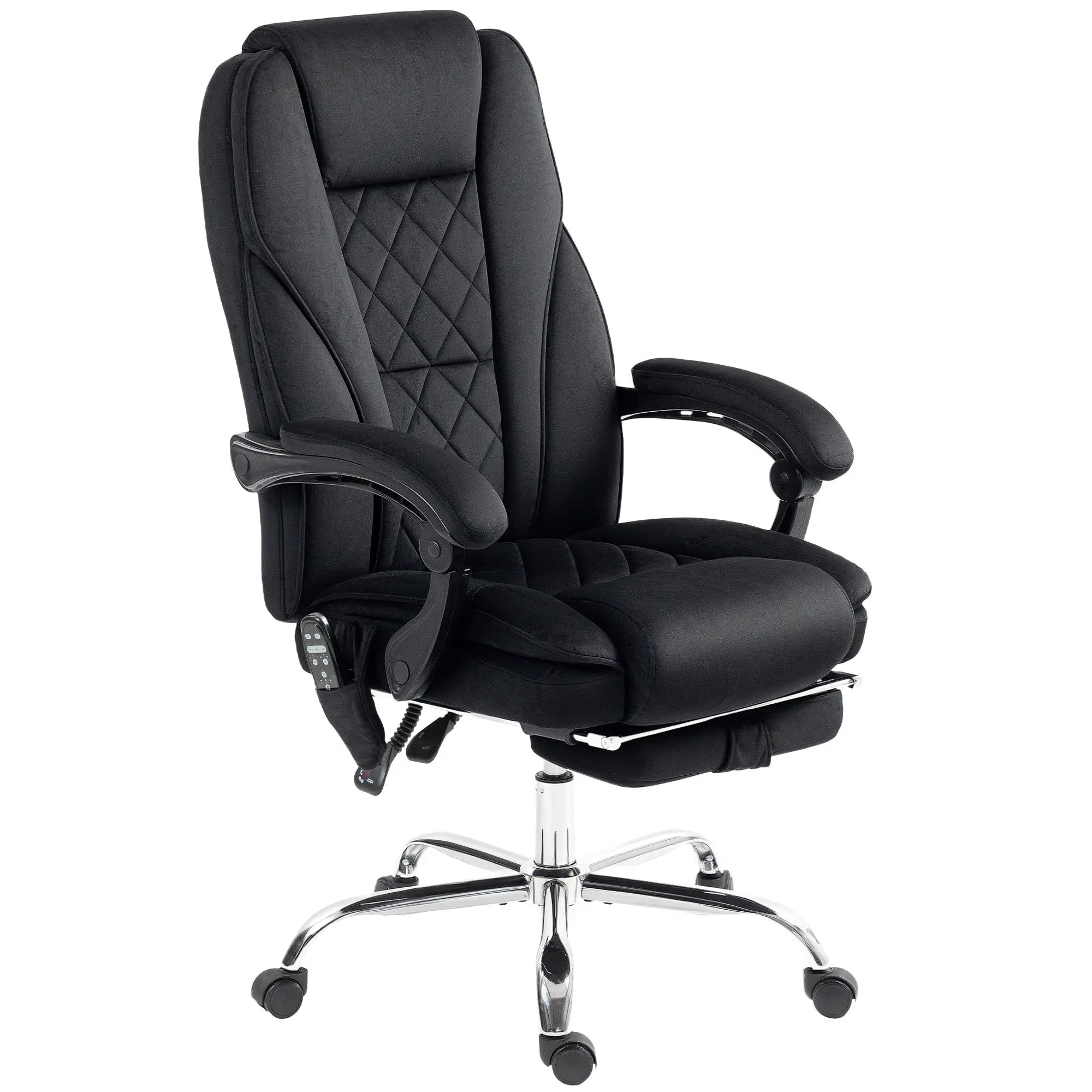 Massage Office Chair, Heated Reclining Computer Chair With Adjustable Height And Footrest, Black Smart Desion