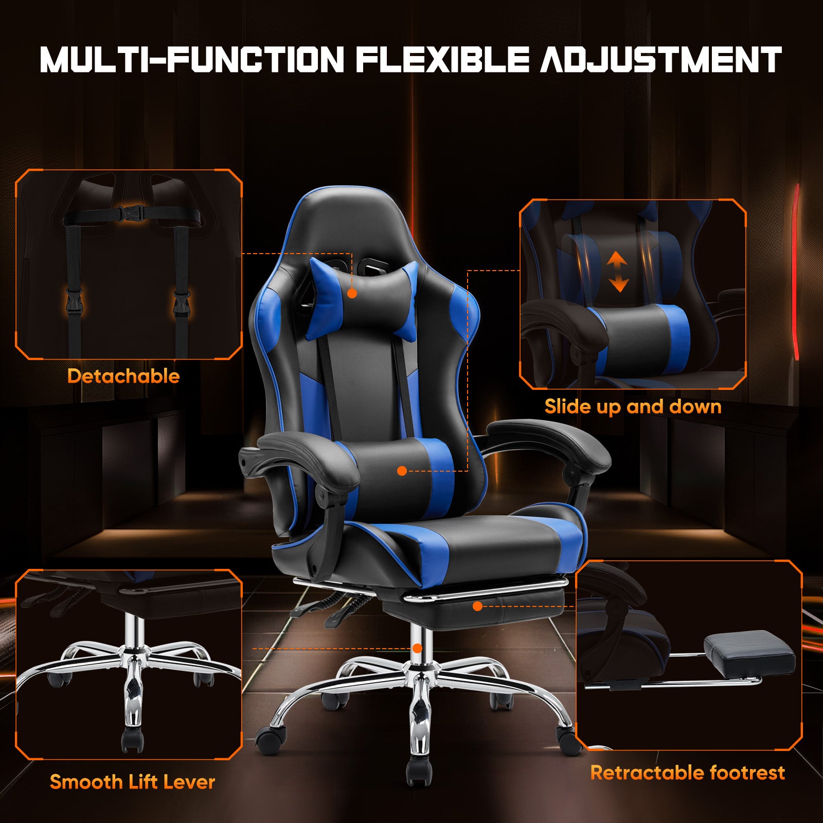 Gaming Chair & Desk Set – Ergonomic, 275 lb Capacity, Reclining, Height Adjustable