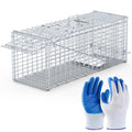 1Pc Live Animal Trap Cage 37x14x15in Folding Catch And Release Humane Cat Trap Galvanized Iron For Raccoons Foxes Coyotes Stray Dogs Armadillos Squirrels Smart Desion