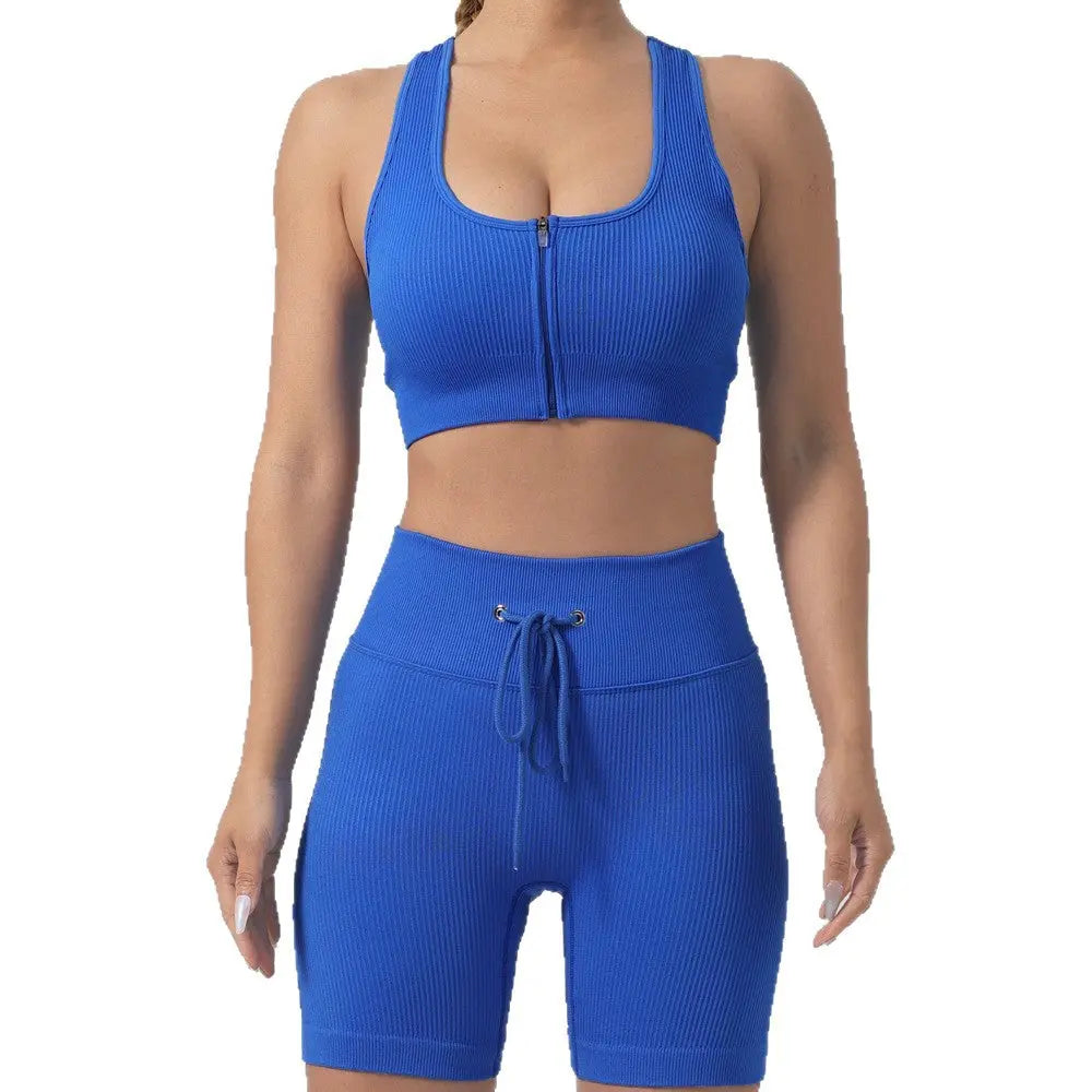 Running Training Padded Bra Quick-Drying Ribbed Womens Yoga Outfit Set Smart Desion