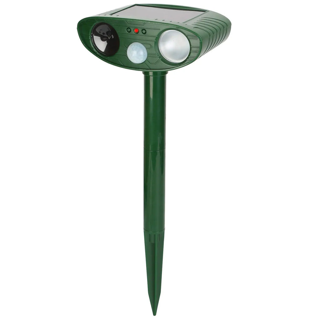 1Pc Solar Ultrasonic Animal Repeller PIR Sensor Animal Repellent Chaser With Flashing Light IPX4 Waterproof For Chasing Deer Raccoon Squirrel Rat Skunk Rabbit Mole Dog Cat Snake Smart Desion