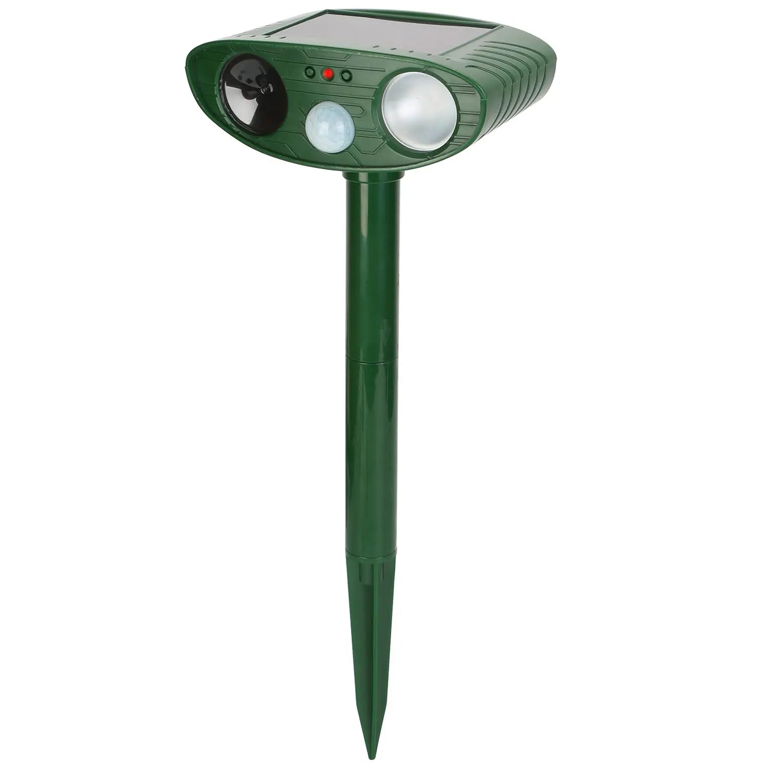 1Pc Solar Ultrasonic Animal Repeller PIR Sensor Animal Repellent Chaser With Flashing Light IPX4 Waterproof For Chasing Deer Raccoon Squirrel Rat Skunk Rabbit Mole Dog Cat Snake Smart Desion