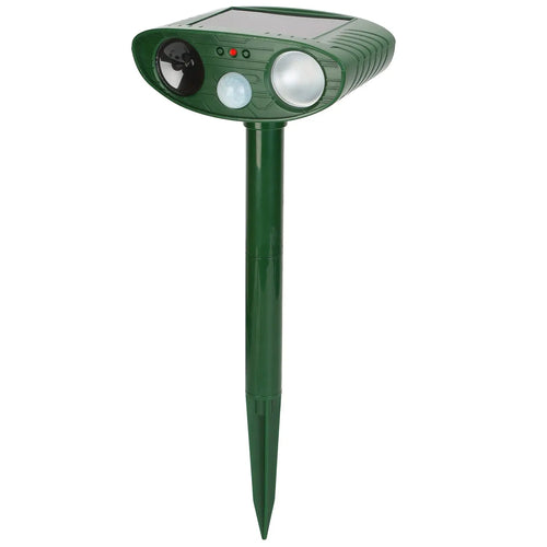 1Pc Solar Ultrasonic Animal Repeller PIR Sensor Animal Repellent Chaser With Flashing Light IPX4 Waterproof For Chasing Deer Raccoon Squirrel Rat Skunk Rabbit Mole Dog Cat Snake Smart Desion