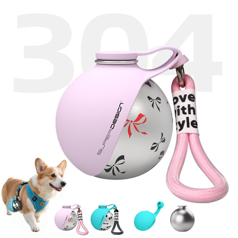 Portable Dog Water Bottle – Stainless Steel, Built-In Bowl, Waste Bag Dispenser, Leak-Proof
