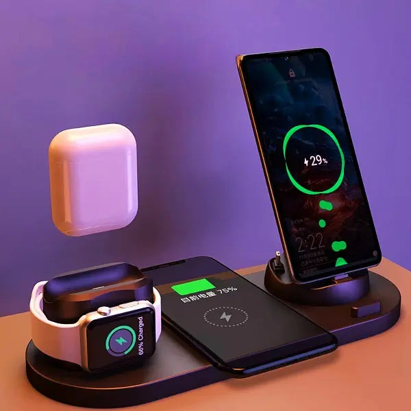 Wireless Charger For IPhone Fast Charger For Phone Fast Charging Pad For Phone Watch 6 In 1 Charging Dock Station Smart Desion