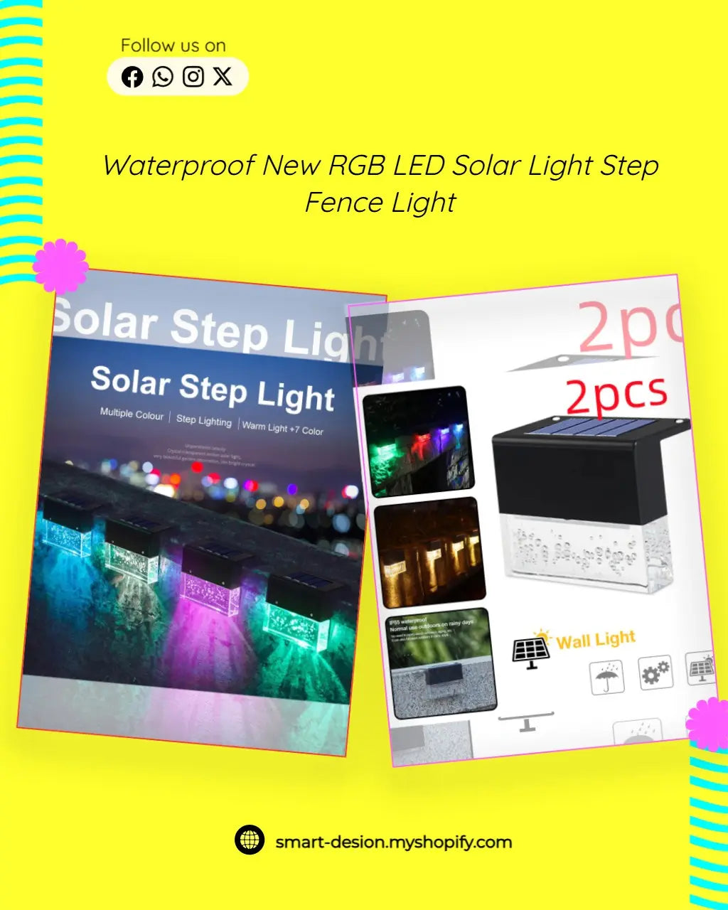 RGB Solar LED Step & Fence Light – Waterproof Smart Desion