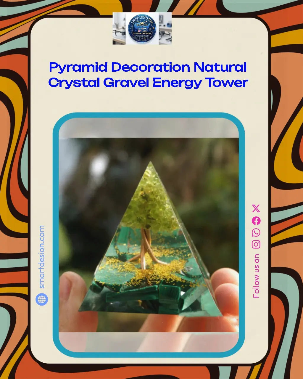 Pyramid Decoration Natural Crystal Gravel Energy Tower Smart Desion